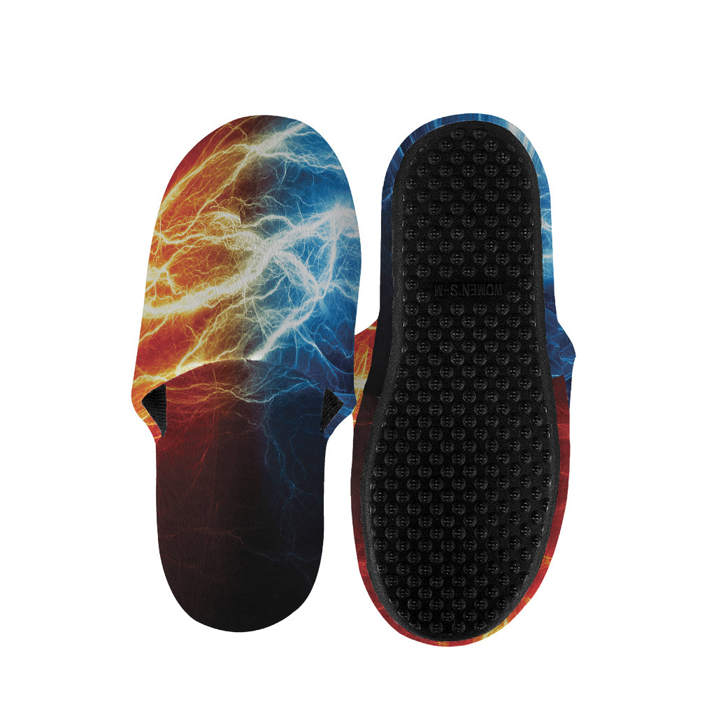 Red And Blue Lightning Print Slippers