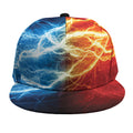 Red And Blue Lightning Print Snapback Cap