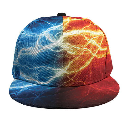 Red And Blue Lightning Print Snapback Cap