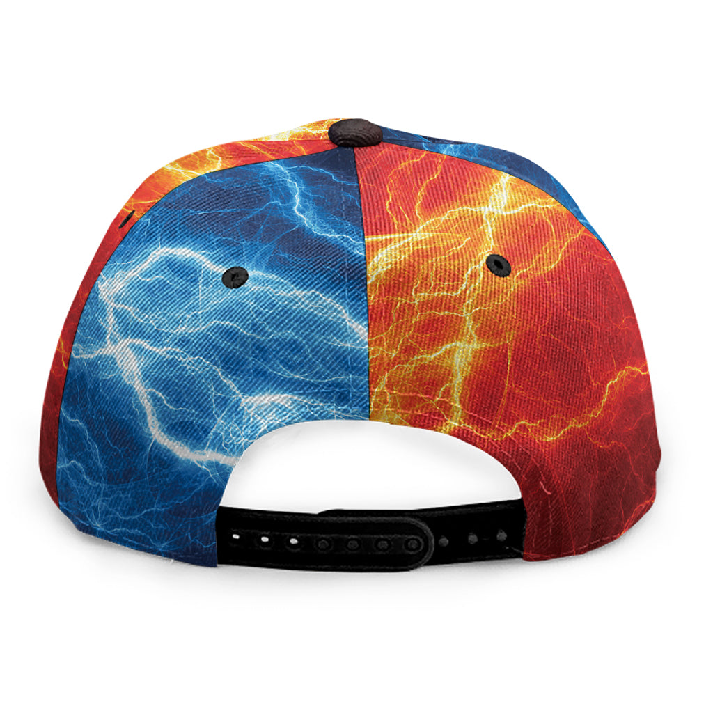 Red And Blue Lightning Print Snapback Cap
