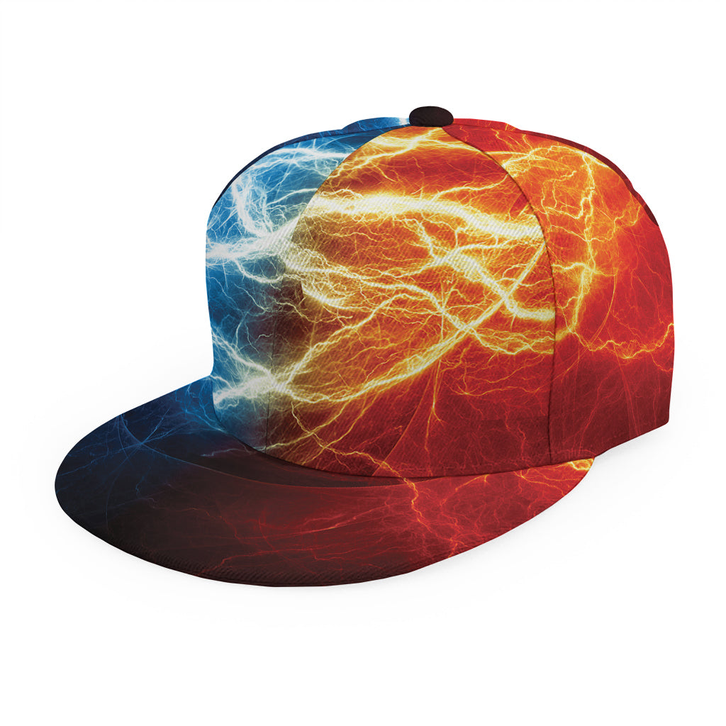Red And Blue Lightning Print Snapback Cap