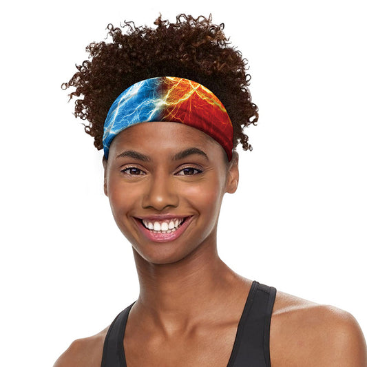 Red And Blue Lightning Print Sports Headband