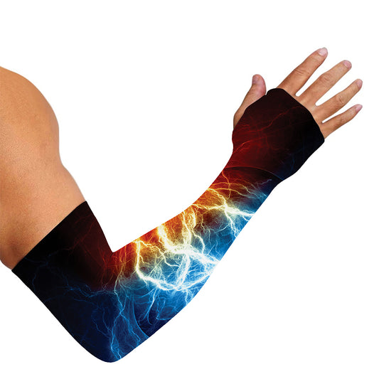 Red And Blue Lightning Print Sun Protection Arm Sleeves