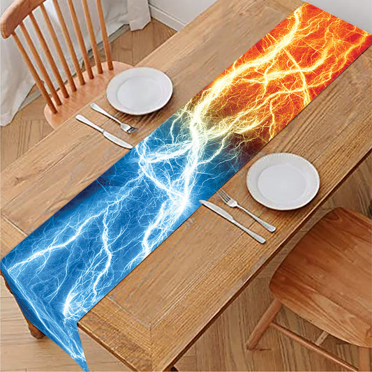 Red And Blue Lightning Print Table Runner