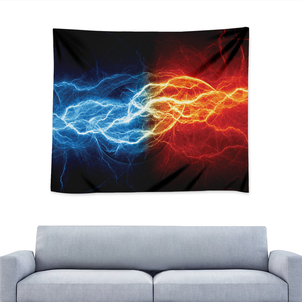 Red And Blue Lightning Print Tapestry