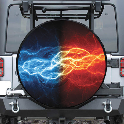 Red And Blue Lightning Print Tire Cover