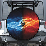 Red And Blue Lightning Print Tire Cover With Camera Hole