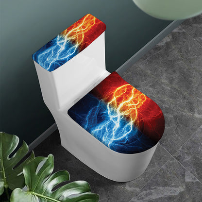 Red And Blue Lightning Print Toilet Lid And Tank Cover Set