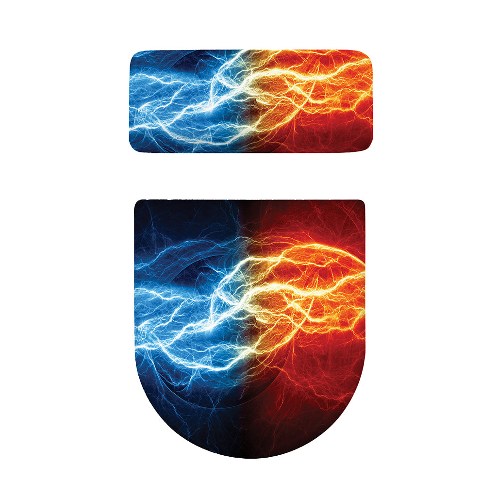 Red And Blue Lightning Print Toilet Lid And Tank Cover Set