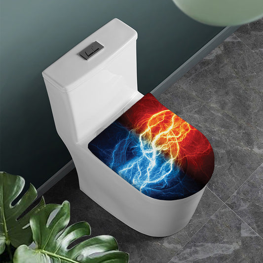 Red And Blue Lightning Print Toilet Lid Cover