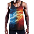 Red And Blue Lightning Print Men's Workout Tank Top