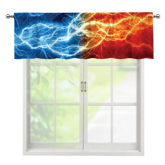 Red And Blue Lightning Print Window Valance
