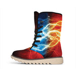 Red And Blue Lightning Print Winter Boots