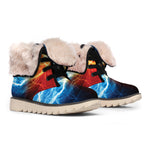 Red And Blue Lightning Print Winter Boots
