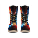 Red And Blue Lightning Print Winter Boots