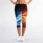 Red And Blue Lightning Print Women's Capri Leggings