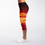Red And Blue Lightning Print Women's Capri Leggings