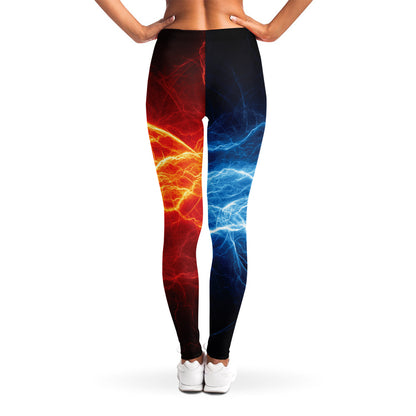 Red And Blue Lightning Print Women's Leggings