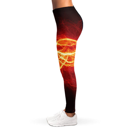 Red And Blue Lightning Print Women's Leggings