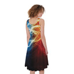Red And Blue Lightning Print Women's Sleeveless Dress