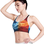 Red And Blue Lightning Print Women's Sports Bra