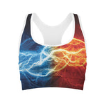 Red And Blue Lightning Print Women's Sports Bra