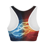 Red And Blue Lightning Print Women's Sports Bra