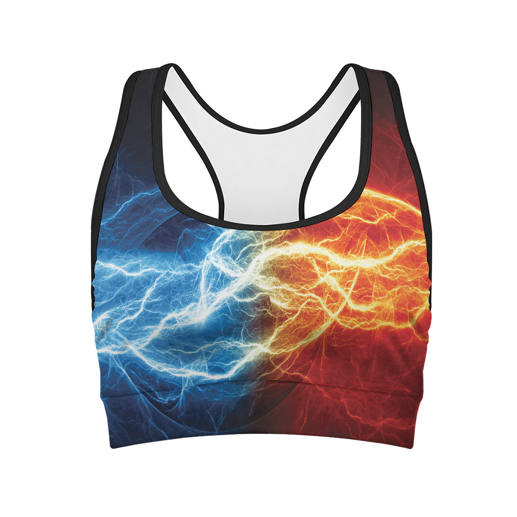 Red And Blue Lightning Print Women's Sports Bra
