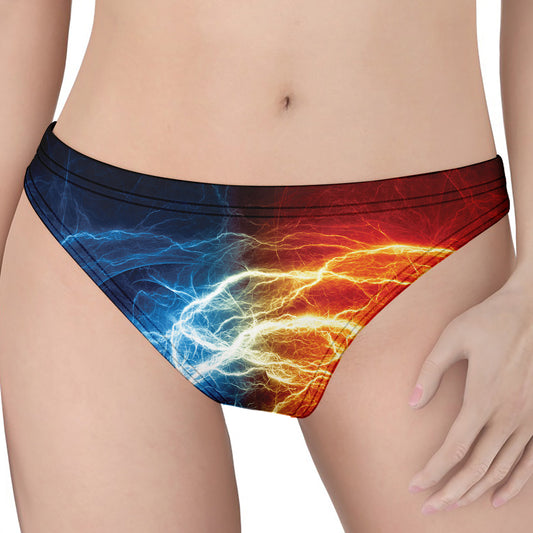 Red And Blue Lightning Print Women's Thong