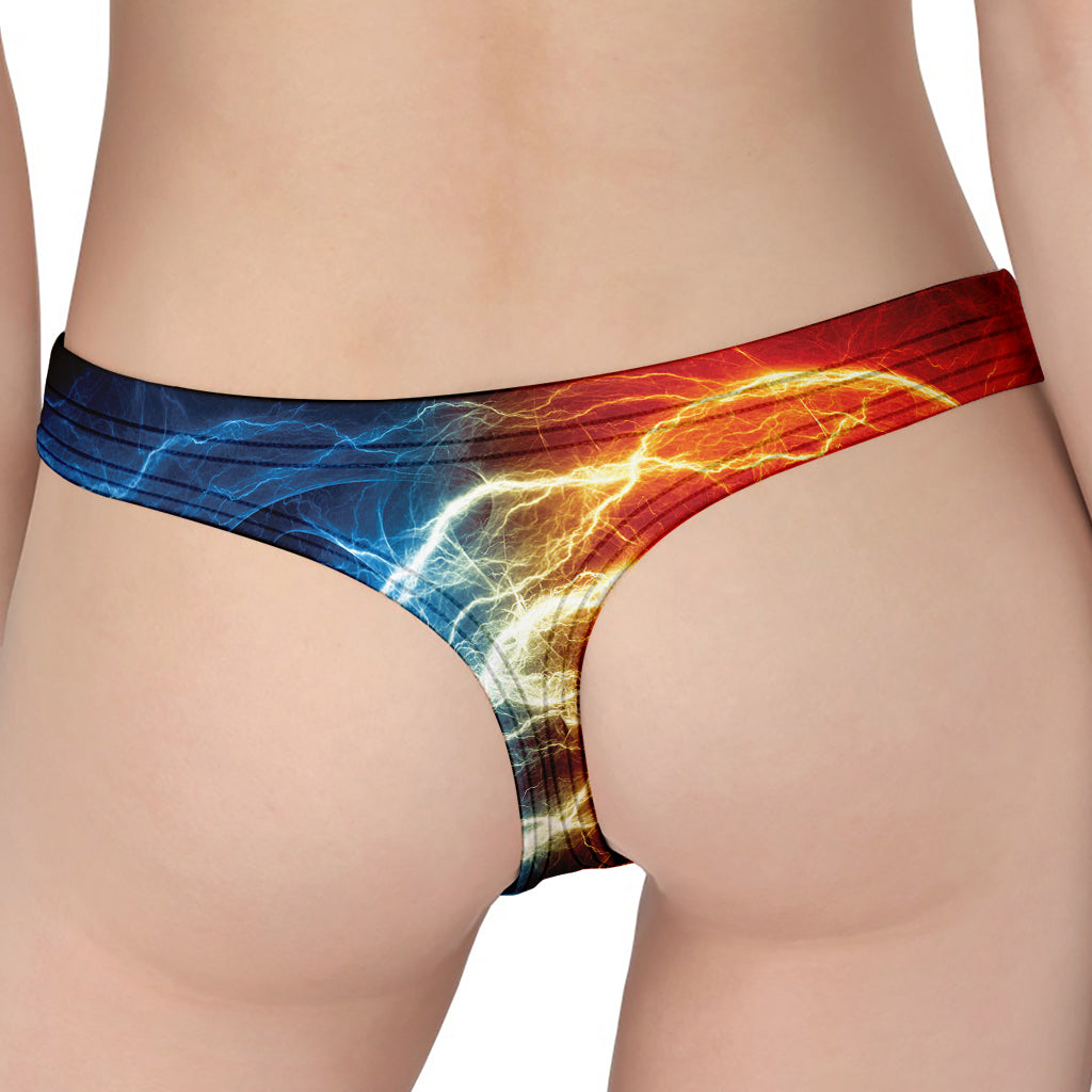 Red And Blue Lightning Print Women's Thong