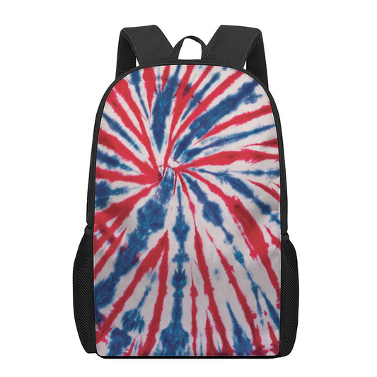 Red And Blue Spider Tie Dye Print 17 Inch Backpack