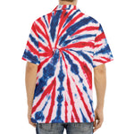 Red And Blue Spider Tie Dye Print Aloha Shirt