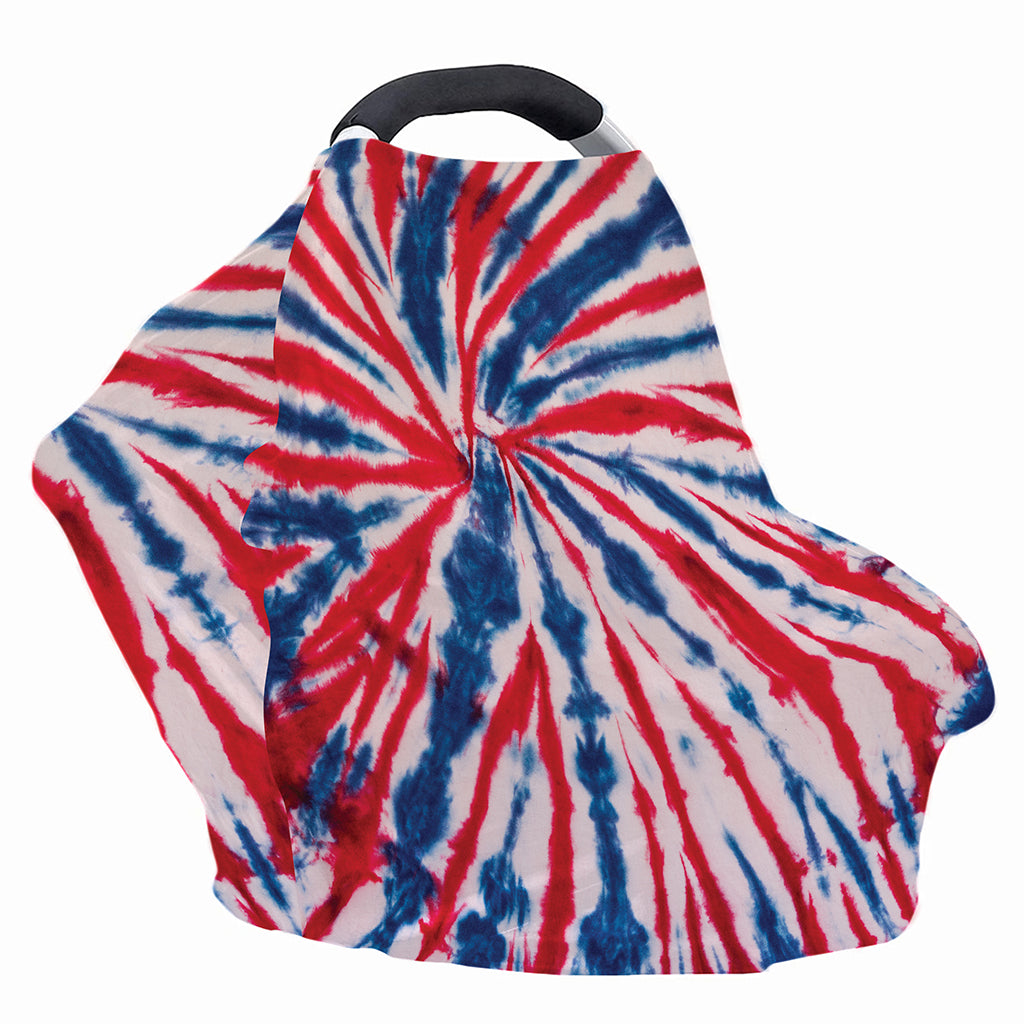 Red And Blue Spider Tie Dye Print Baby Seat Cover