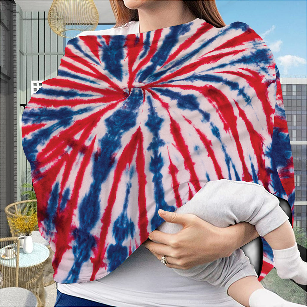 Red And Blue Spider Tie Dye Print Baby Seat Cover