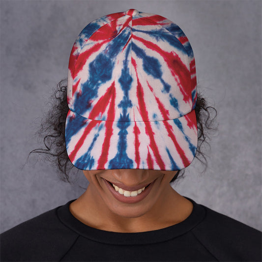Red And Blue Spider Tie Dye Print Baseball Cap