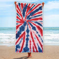 Red And Blue Spider Tie Dye Print Beach Towel