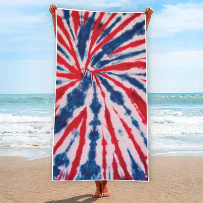 Red And Blue Spider Tie Dye Print Beach Towel