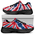 Red And Blue Spider Tie Dye Print Black Chunky Shoes