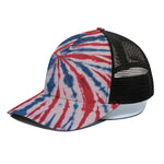 Red And Blue Spider Tie Dye Print Black Mesh Trucker Cap