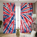 Red And Blue Spider Tie Dye Print Dimout Pencil Pleat Curtains