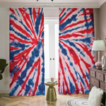 Red And Blue Spider Tie Dye Print Blackout Pencil Pleat Curtains