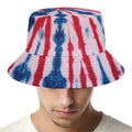 Red And Blue Spider Tie Dye Print Bucket Hat