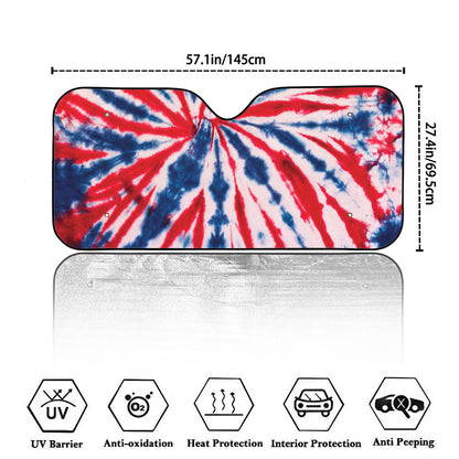 Red And Blue Spider Tie Dye Print Car Windshield Sun Shade