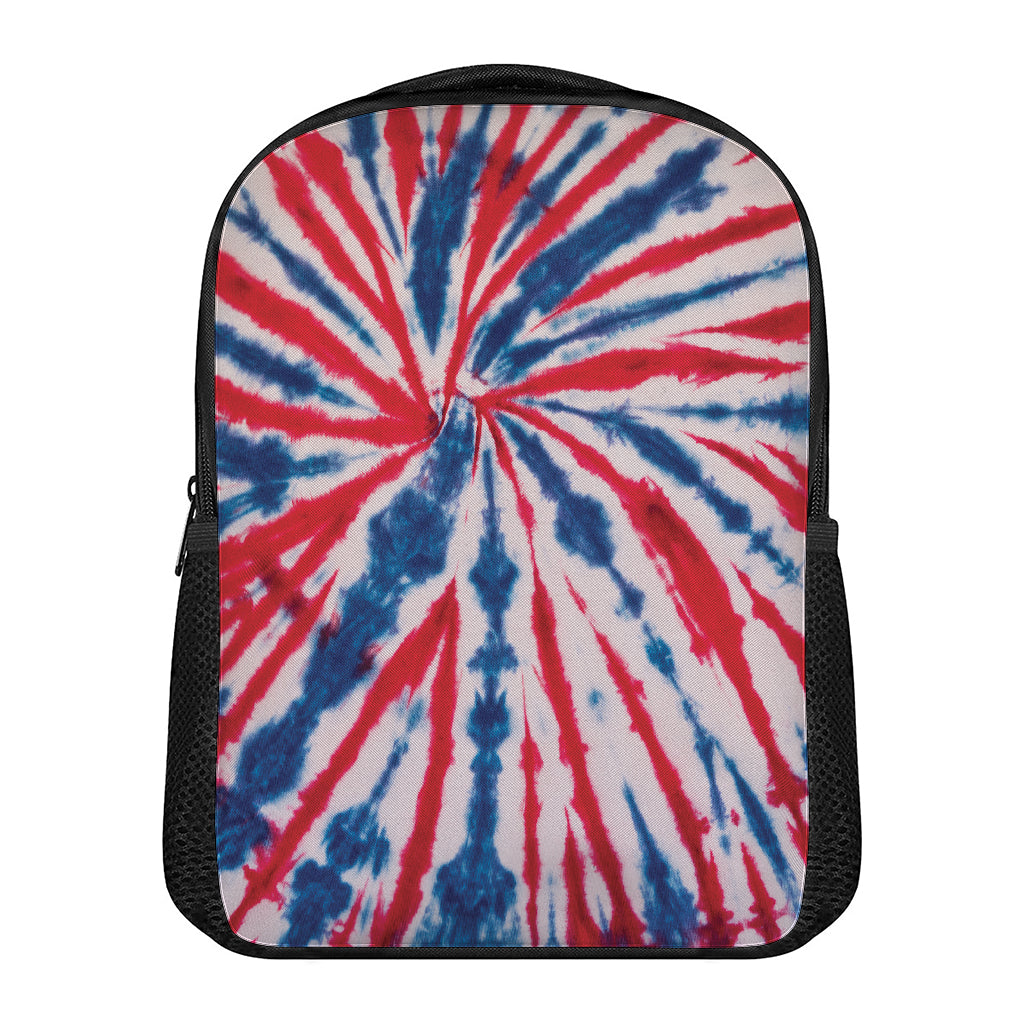 Red And Blue Spider Tie Dye Print Casual Backpack
