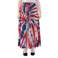 Red And Blue Spider Tie Dye Print Chiffon Maxi Skirt
