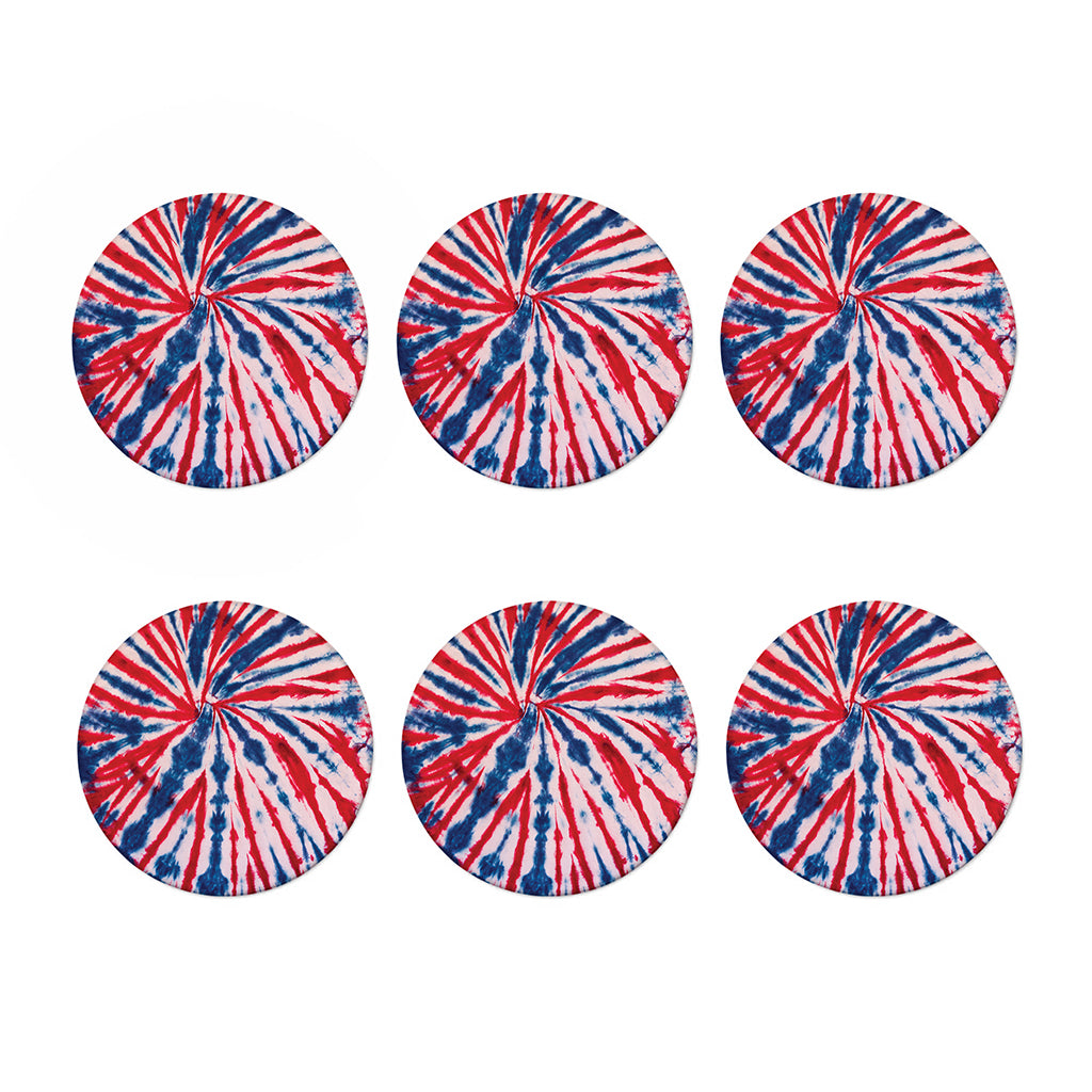 Red And Blue Spider Tie Dye Print Coaster Set