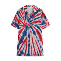 Red And Blue Spider Tie Dye Print Cotton Hawaiian Shirt