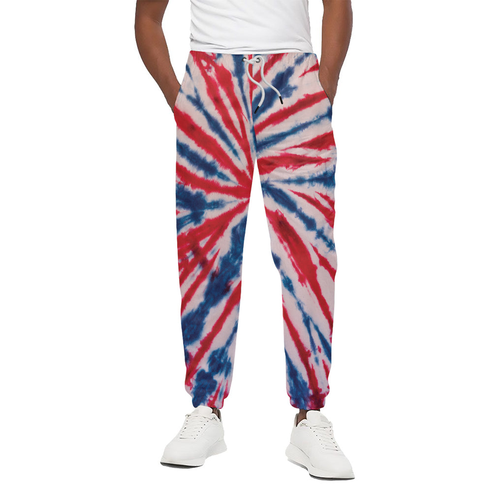 Red And Blue Spider Tie Dye Print Cotton Pants