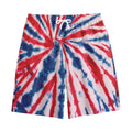 Red And Blue Spider Tie Dye Print Cotton Shorts