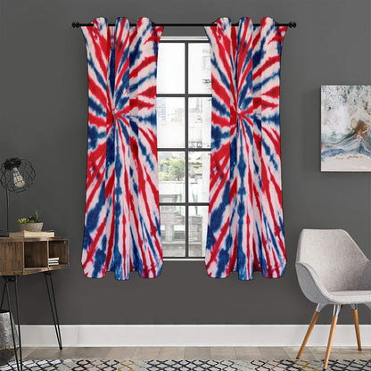 Red And Blue Spider Tie Dye Print Curtain